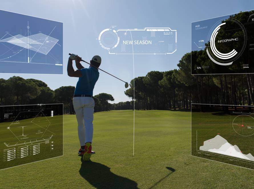 golf terminology displayed on a golf simulator, including golf tees, bogey golf, one over par, eagle in golf, and modern scoring analysis | Birdie Golf Vancouver